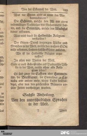 Sechste Abtheilung. Von den unterschiedlichen Sprachen in der Welt