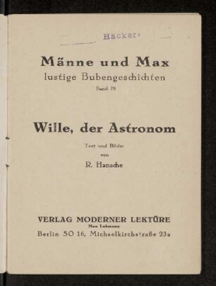 Bd. 78: Wille, der Astronom