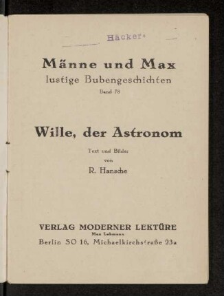 Bd. 78: Wille, der Astronom