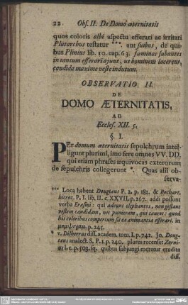 Observatio II. De Domo Aeternitatis, Ad Eccles. XII. 5.