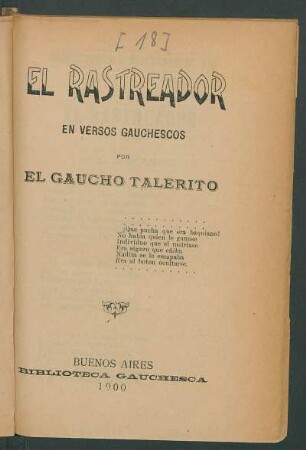 El rastreador : en versos gauchescos