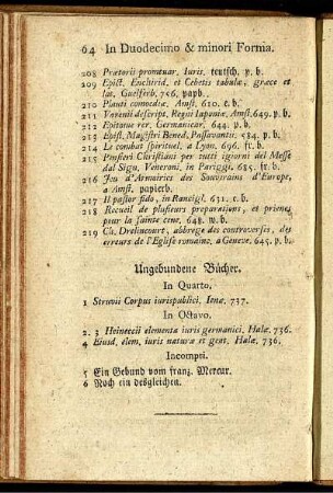Ungebundene Bücher. In Quarto.