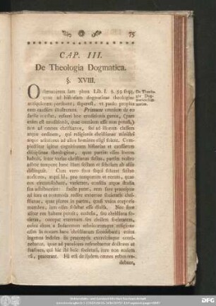 Cap. III. De Theologia Dogmatica.