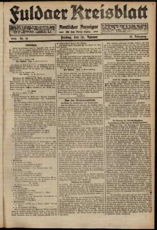 Ausgabe vom Freitag, den 16. Januar 1920.