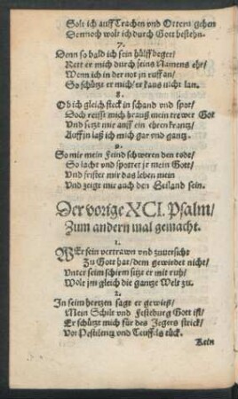 Der vorige XCI. Psalm ...