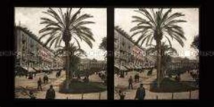 Belebter Park und Promenade mit Geschäften, Nizza