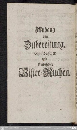 Anhang von Zubereitung. Cylindrischer und Cubischer Visier-Ruthen
