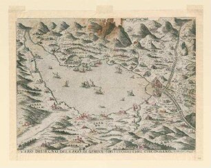 Vero disegnio del Lago di Geneva con I Luonghi Chel Circondana