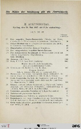 II. Auktionstag: Freitag, den 28. Mai 1937, ab 3 Uhr nachmittags (Nr. 231-480)