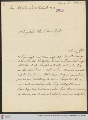 Briefe von Heinrich Vogt an Max Wolf: Brief von Heinrich Vogt an Max Wolf