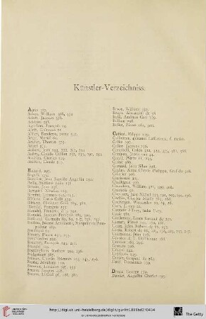 Künstler-Verzeichniss