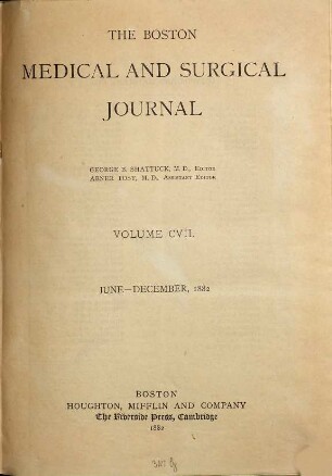 Boston medical and surgical journal. 107. 1882