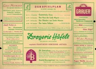 Filmprogramm der Lichtspiele Böckingen für Dezember