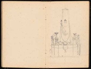Skizzenbuch: Diverse Skizzen: Ansicht Denkmal oder Brunnen