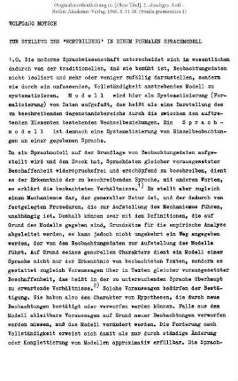 Zur Stellung der 'Wortbildung' in einem formalen Sprachmodell