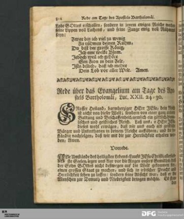 Rede über das Evangelium am Tage des Apostels Bartholomäi