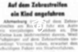 Auf dem Zebrastreifen ein Kind angefahren