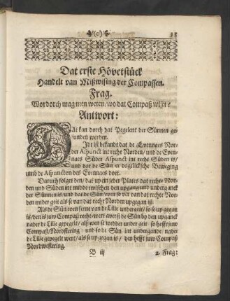 Dat erste Hövetstück Handelt van Mißwising der Compassen.