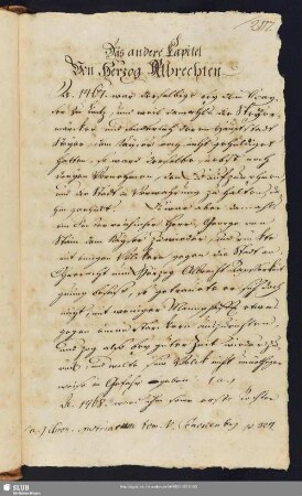 2. Capitel. Von Herzog Albrechten.