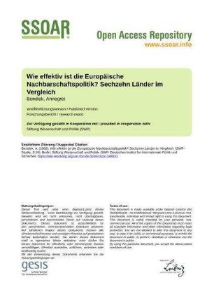 Wie effektiv ist die Europäische Nachbarschaftspolitik? Sechzehn Länder im Vergleich