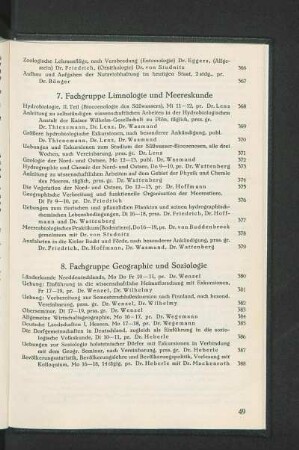 8. Fachgruppe Geographie und Soziologie
