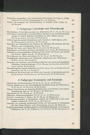 8. Fachgruppe Geographie und Soziologie