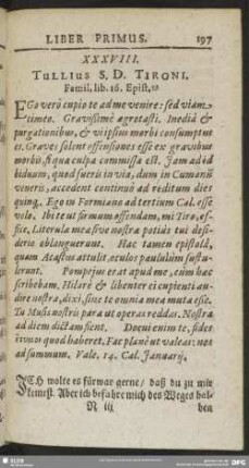 XXXVIII. Tullius S.D. Tironi. Famil. lib. 16. Epist. 10