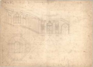 Pfann, Paul; München, Prinzregentenstr. 10; Haus Hartl - Treppenhaus (Grundriss, Ansicht m. Schnitt)
