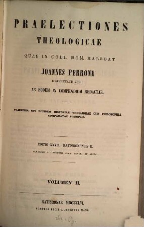 Praelectiones theologicae, 2