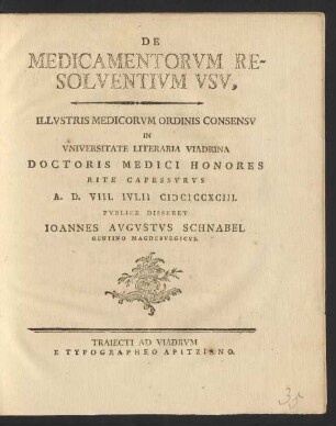 De Medicamentorvm Resolventivm Vsv