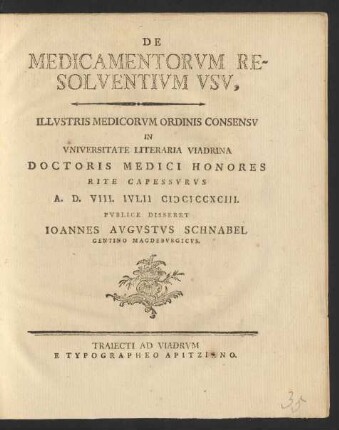 De Medicamentorvm Resolventivm Vsv