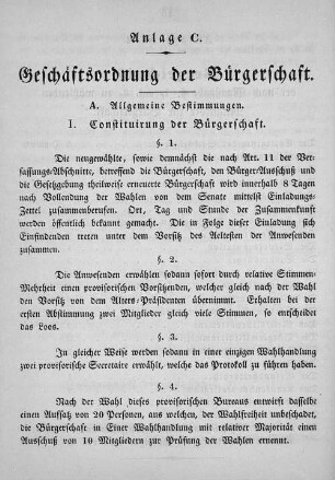 Anlage C. Geschäftsordnung der Bürgerschaft.