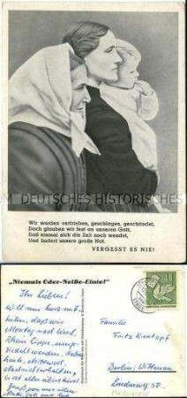 Postkarte zum Thema Vertriebene, mit Vers