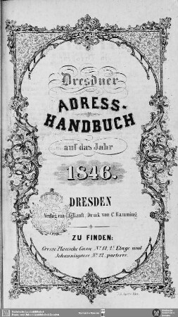 1846: Dresdner Adress-Handbuch : auf das Jahr ...