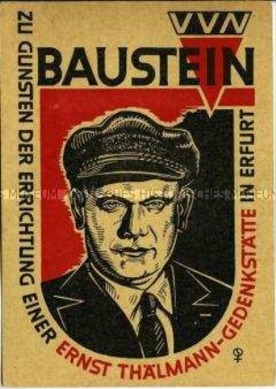 Postkarte ("Baustein") als Spende für eine Thälmanngedenkstätte