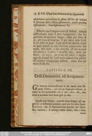 Capitolo VII. Delli Diminuitiui, ed Auugumetatiui.