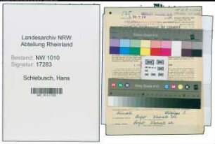 Entnazifizierung Hans Schlebusch , geb. 27.08.1885 (Fahrer)