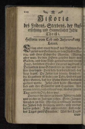 Historia vom Tod und Auferweckung Lazari.
