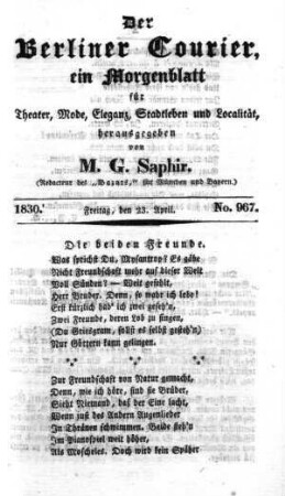 No. 967, Freitag, den 23. April 1830