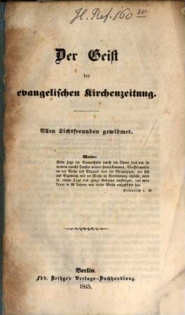 Der Geist der evangelischen Kirchenzeitung : Allen Lichtfreunden gewidmet