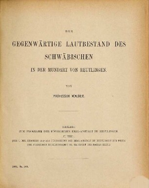 Schulnachrichten über die K. Realanstalt zu Reutlingen : Schuljahr ..., 1890/91