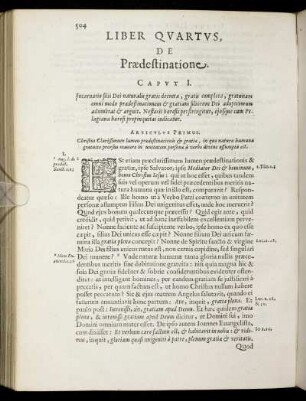 Liber Quartus, De Prædestinatione.