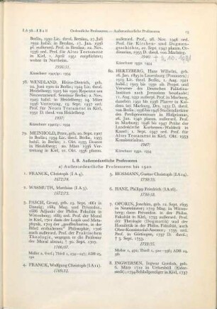 a) Außerordentliche Professoren bis 1920