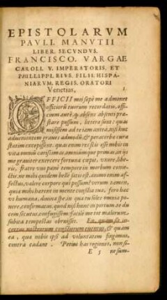 Epistolarum Pauli. Manutii Liber. Secundus.