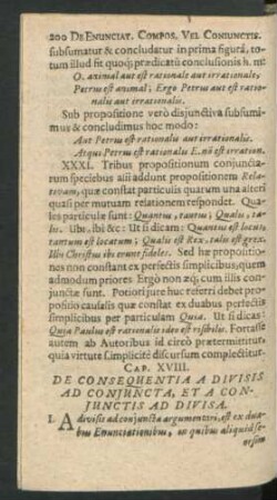 Cap. XVIII. De Consequentia A Divisis Ad coniuncta, Et A Coniunctis Ad Divisa.