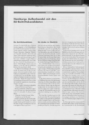 Hamburgs Außenhandel mit den EU-Beitrittskandidaten