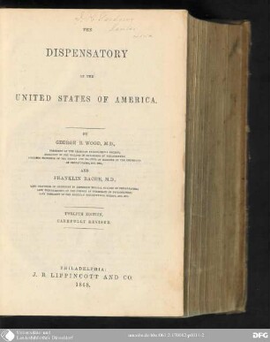 The Dispensatory of the United States of America