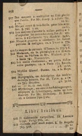 258-260, Libri Italiani; English Books.