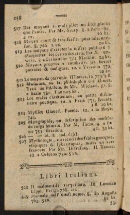 258-260, Libri Italiani; English Books.