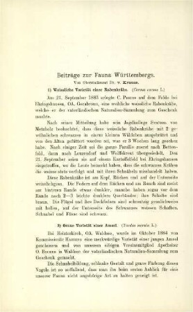 Beiträge zur Fauna Württembergs